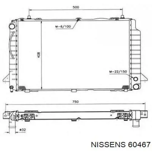 Радіатор охолодження двигуна 60467 Nissens