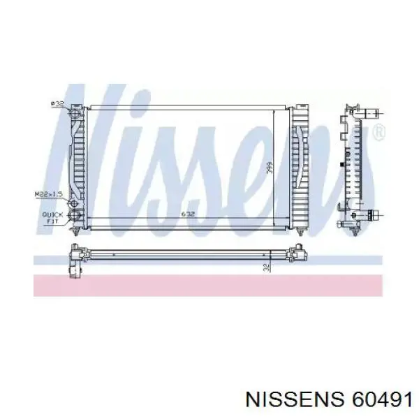 Купити 60491 Nissens Радіатор двигуна