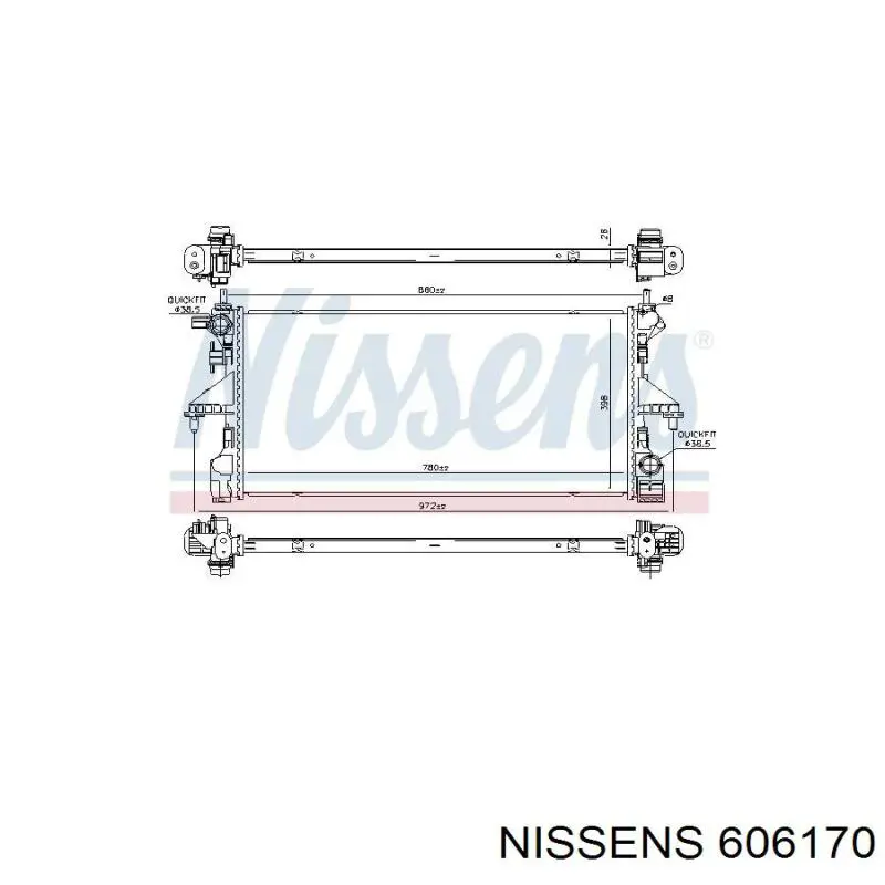 606170 Nissens радіатор охолодження двигуна