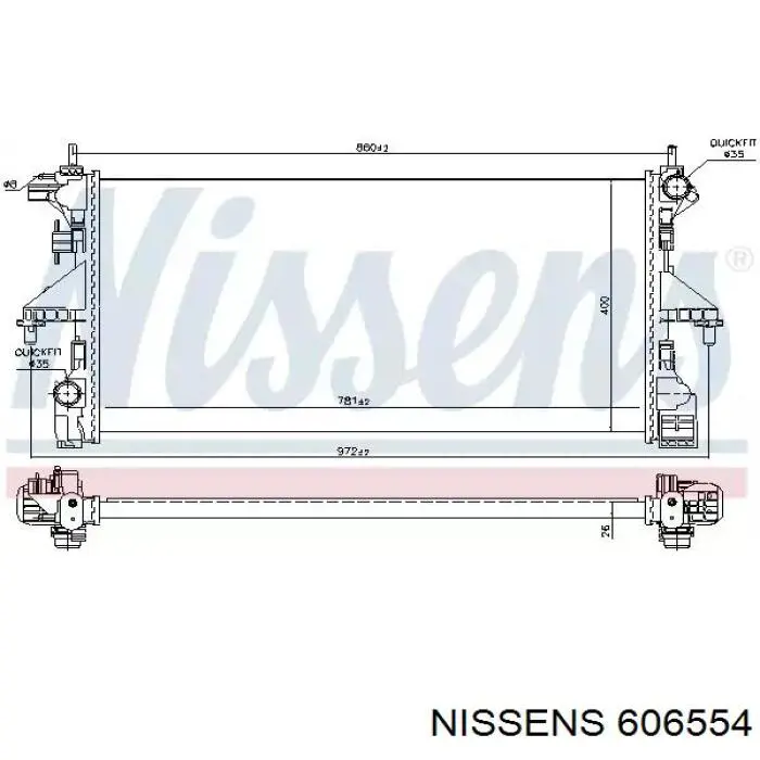 Радіатор охолодження двигуна 606554 Nissens