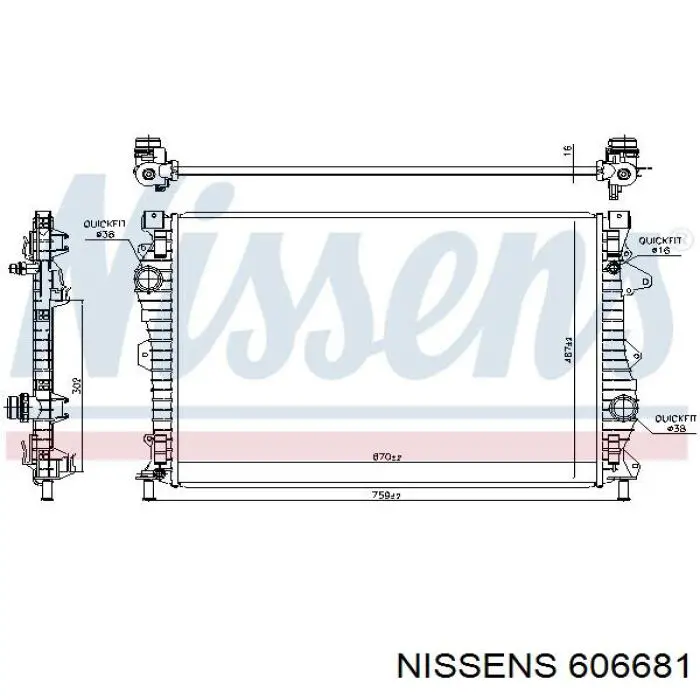 Радіатор охолодження двигуна 606681 Nissens