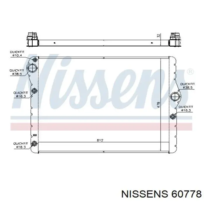 Купити 60778 Nissens Радіатор двигуна