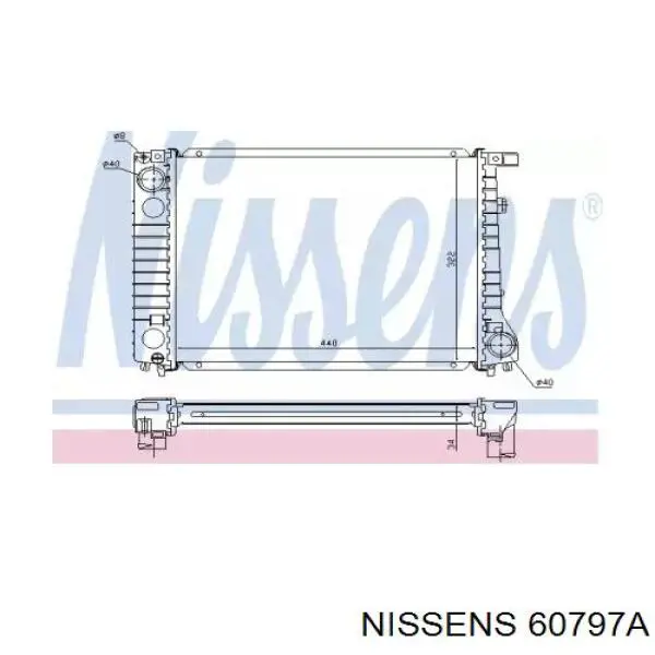 Радіатор охолодження двигуна 60797A Nissens