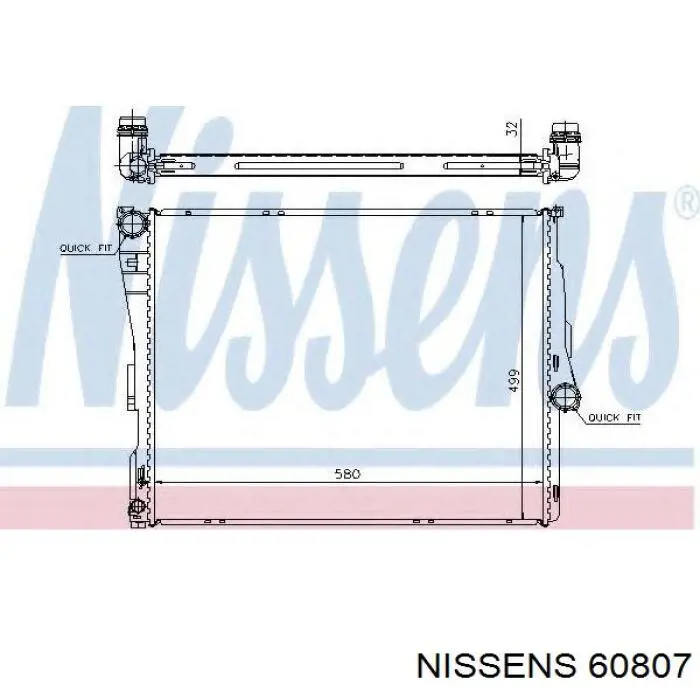 Купити 60807 Nissens Радіатор двигуна