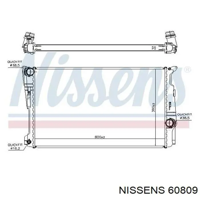 Купити 60809 Nissens Радіатор двигуна