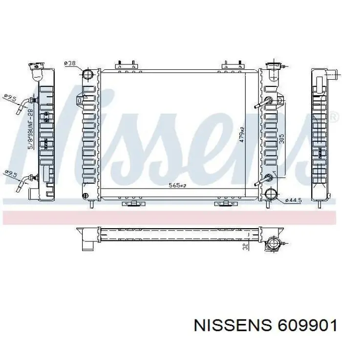 Радіатор охолодження двигуна 609901 Nissens