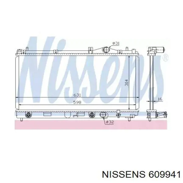 609941 Nissens радіатор охолодження двигуна
