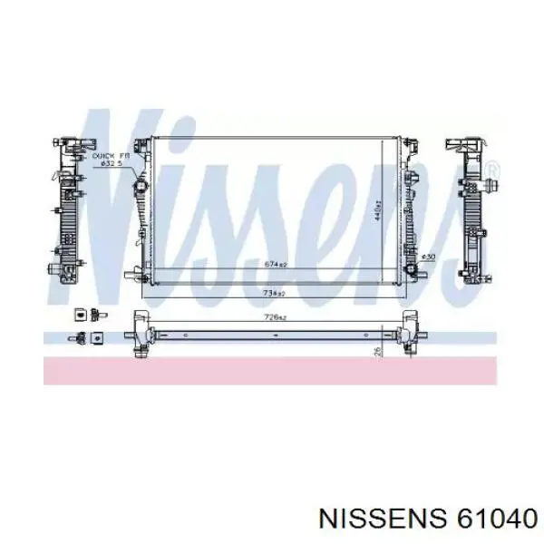 61040 Nissens радіатор охолодження двигуна