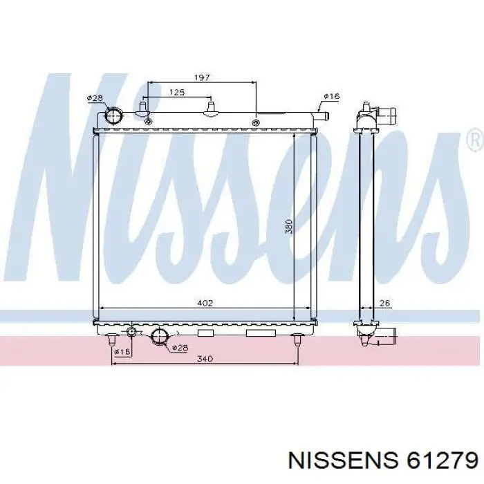 Радіатор охолодження двигуна 61279 Nissens