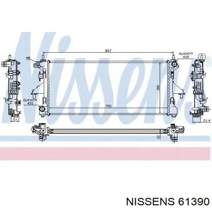 Купити 61390 Nissens Радіатор двигуна