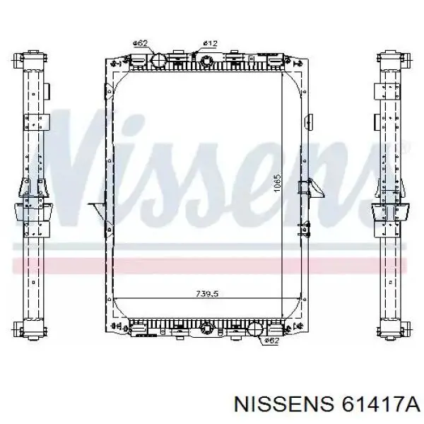 Радіатор основний Nissens 61417A ціна, від 324.16 USD