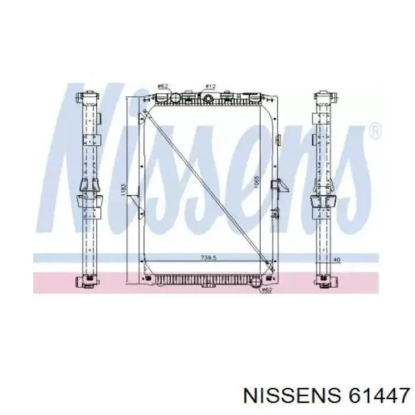 Радіатор охолодження двигуна 61447 Nissens