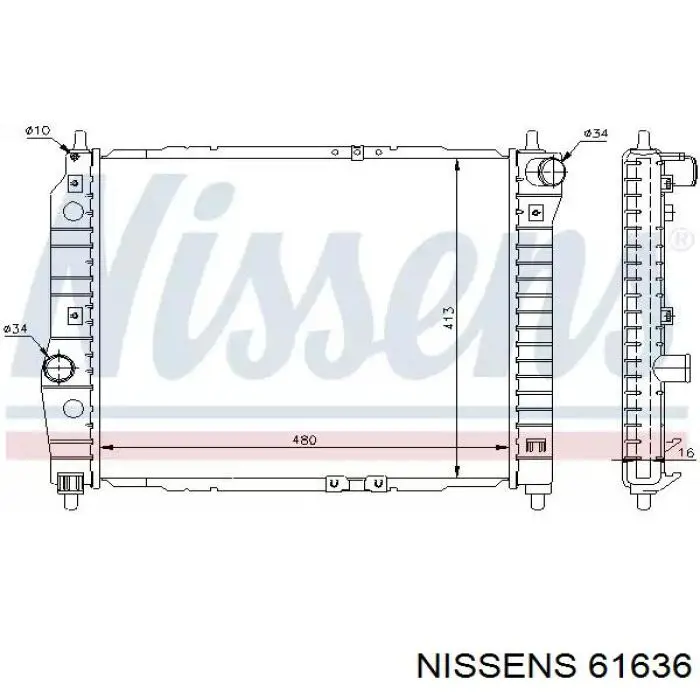 61636 Nissens радіатор охолодження двигуна