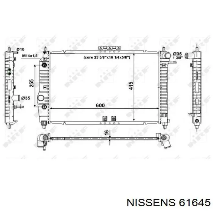 Радіатор основний Nissens 61645 ціна, від 73.64 USD