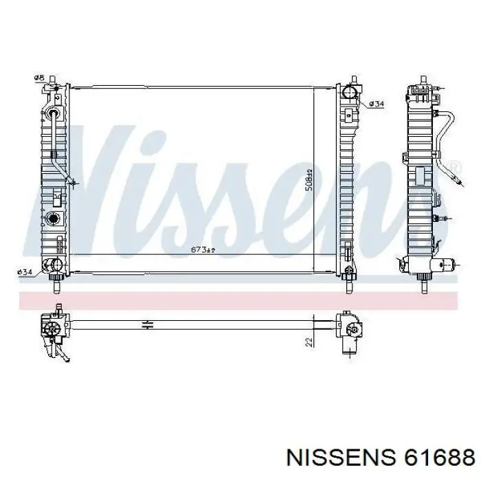 61688 Nissens радіатор охолодження двигуна