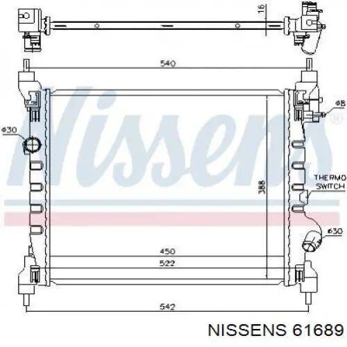 61689 Nissens радіатор охолодження двигуна
