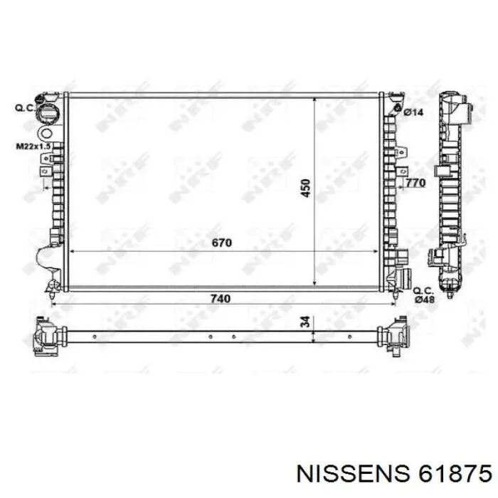 61875 Nissens радіатор охолодження двигуна