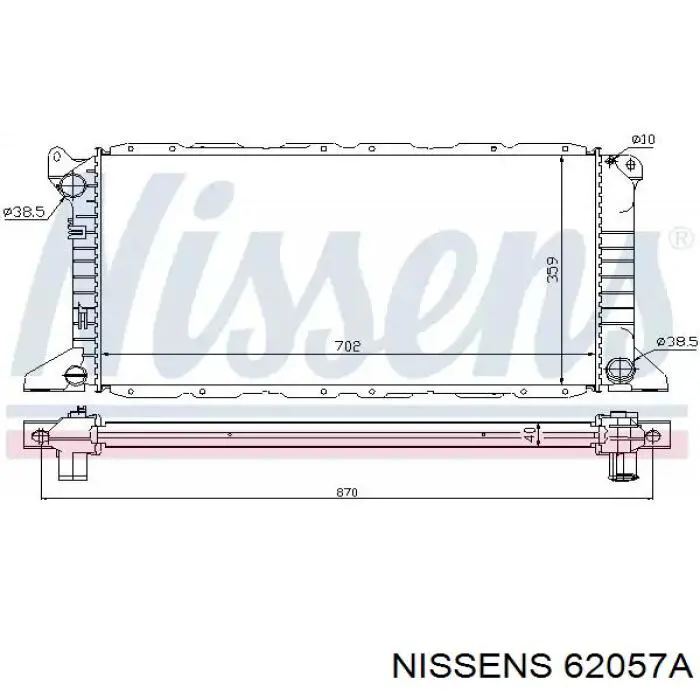 Радіатор охолодження двигуна 62057A Nissens