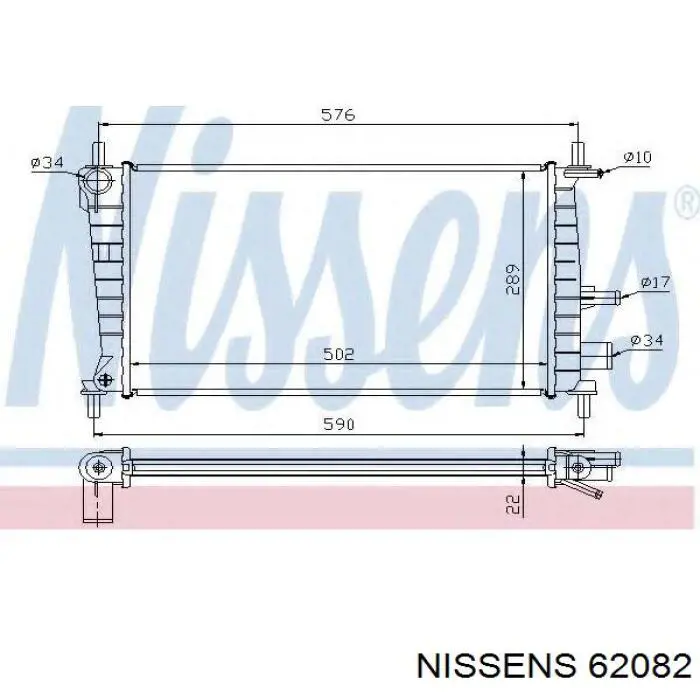 Радіатор охолодження двигуна 62082 Nissens