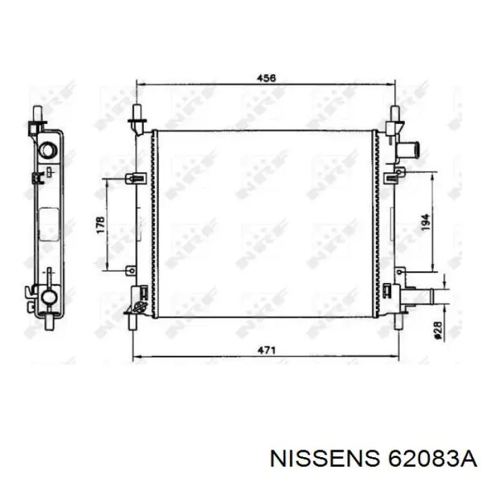 62083A Nissens Радіатор охолодження двигуна