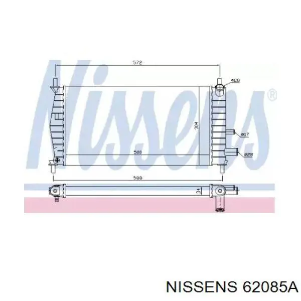 Радіатор охолодження двигуна 62085A Nissens