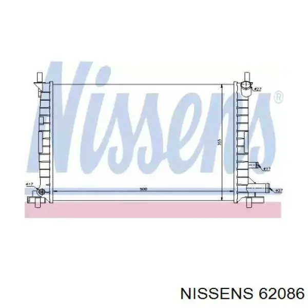 Радіатор охолодження двигуна 62086 Nissens