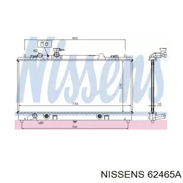 Радіатор основний Nissens 62465A ціна, від 112.49 USD