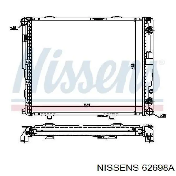 Радіатор охолодження двигуна 62698A Nissens