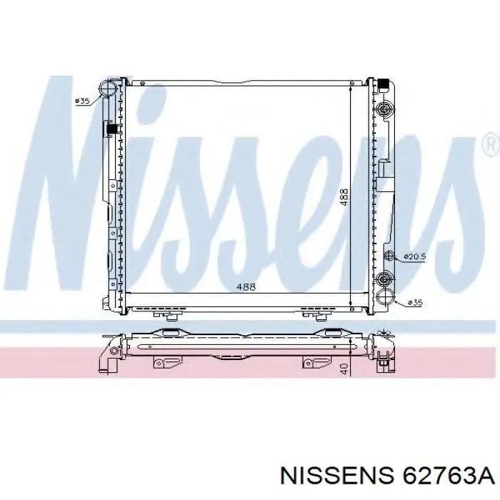 Радіатор охолодження двигуна 62763A Nissens