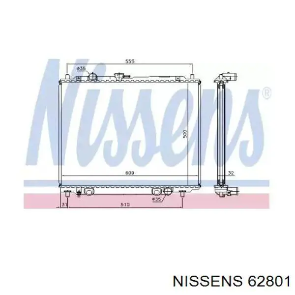 Купити 62801 Nissens Радіатор двигуна