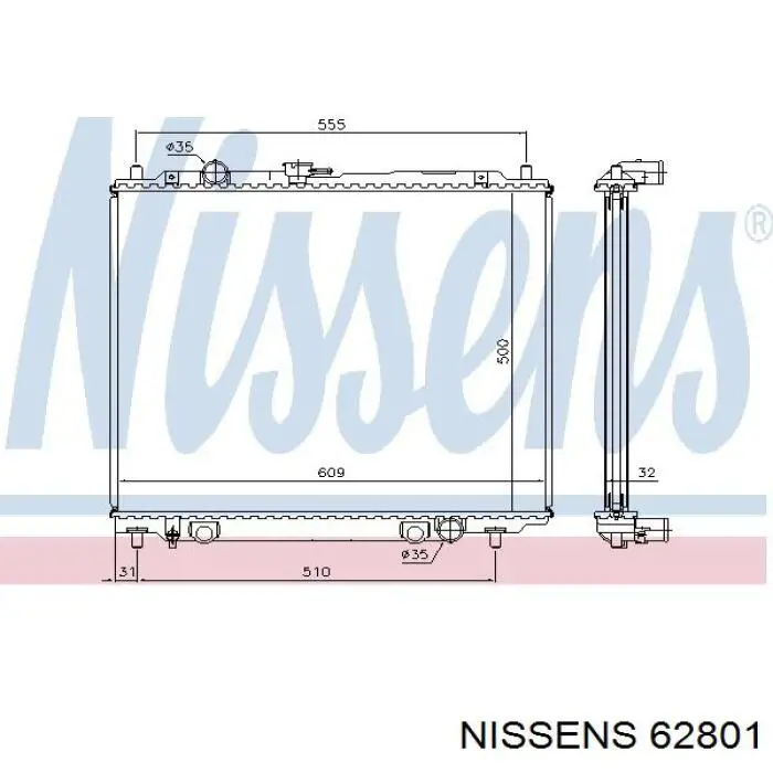 62801 Nissens радіатор охолодження двигуна