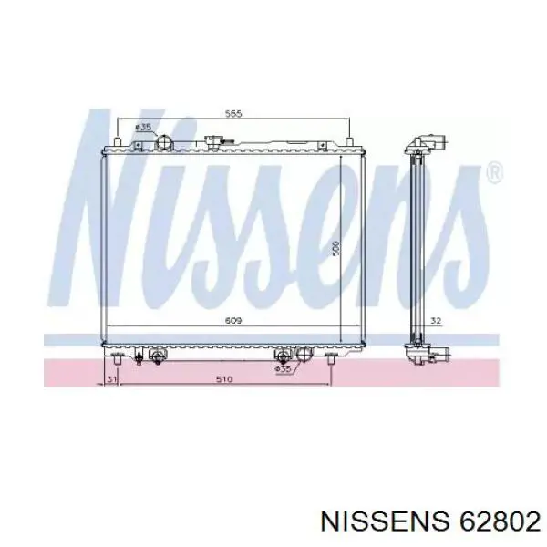 Радіатор основний Nissens 62802 ціна, від 116.06 USD