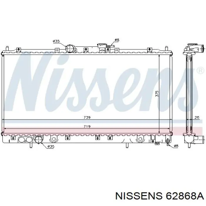 Радіатор основний Nissens 62868A ціна, від 105.25 USD