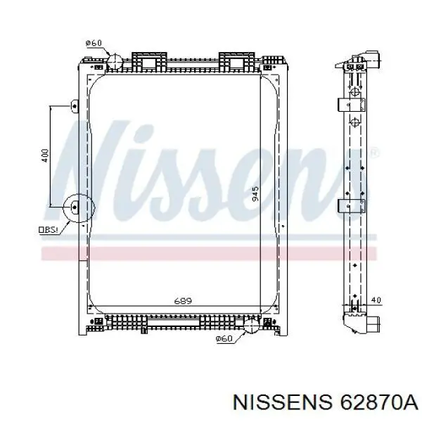 Радіатор основний Nissens 62870A ціна, від 403.51 USD