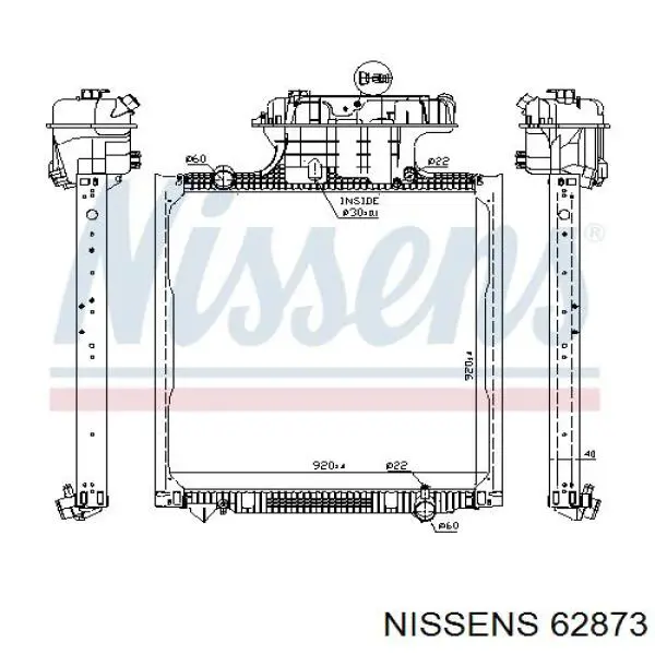 Купити 62873 Nissens Радіатор двигуна