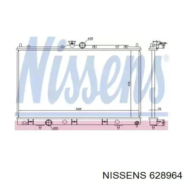 Купити 628964 Nissens Радіатор двигуна