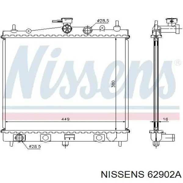 62902A Nissens радіатор охолодження двигуна