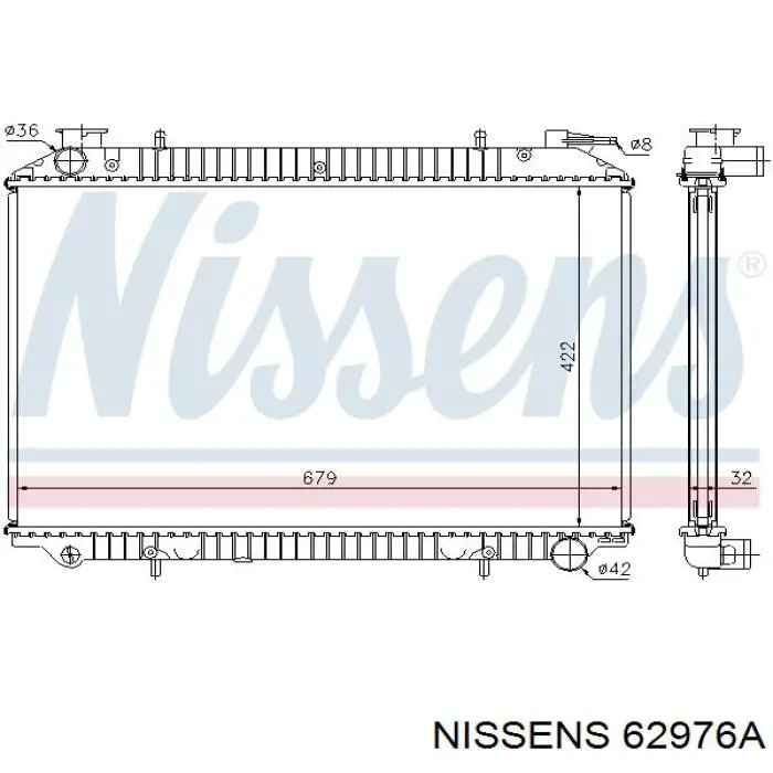 Радіатор охолодження двигуна 62976A Nissens