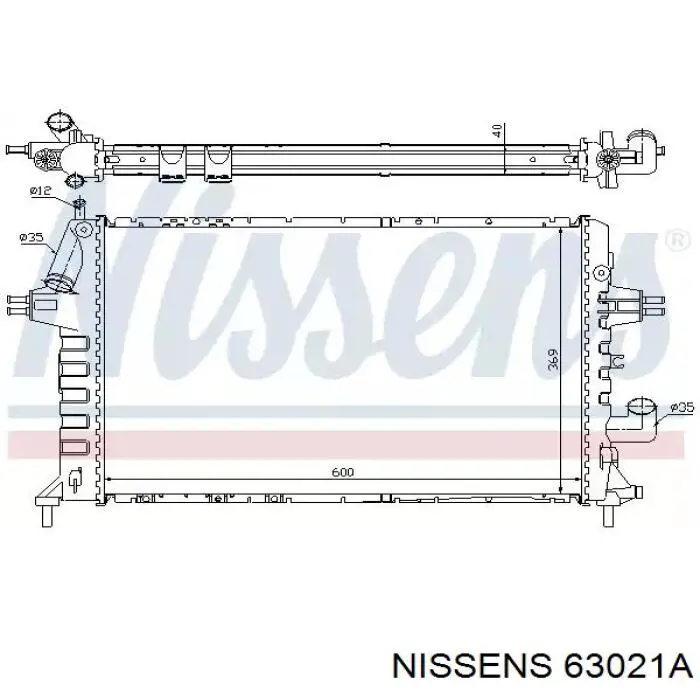 Радіатор охолодження двигуна 63021A Nissens