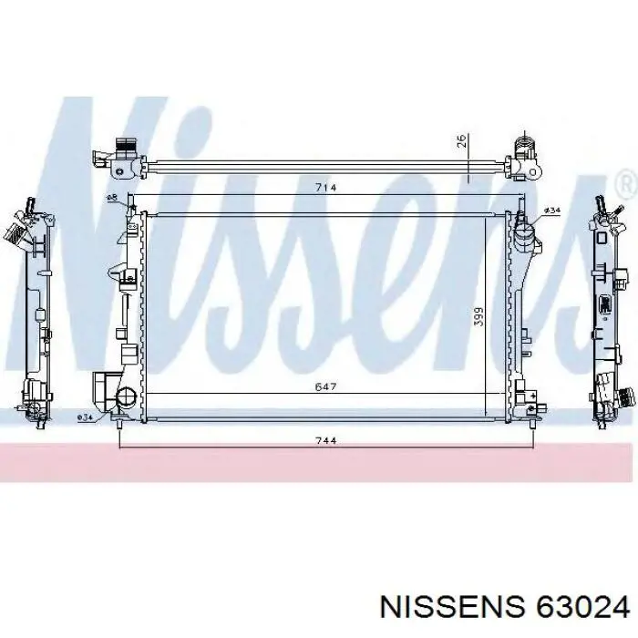 Радіатор охолодження двигуна 63024 Nissens