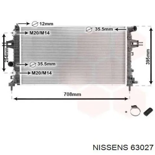 Радіатор охолодження двигуна 63027 Nissens