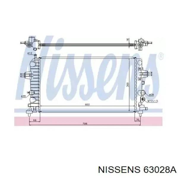 Радіатор основний Nissens 63028A ціна, від 66.65 USD