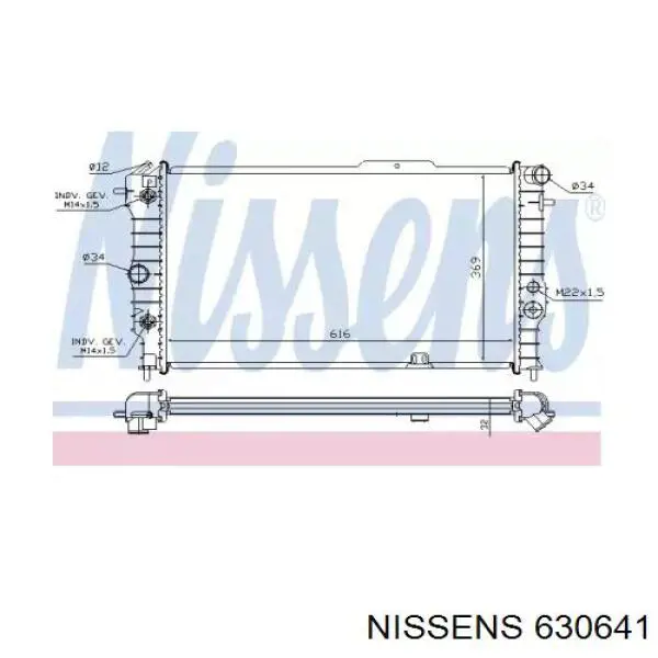 Радіатор основний Nissens 630641 ціна, від 61.09 USD