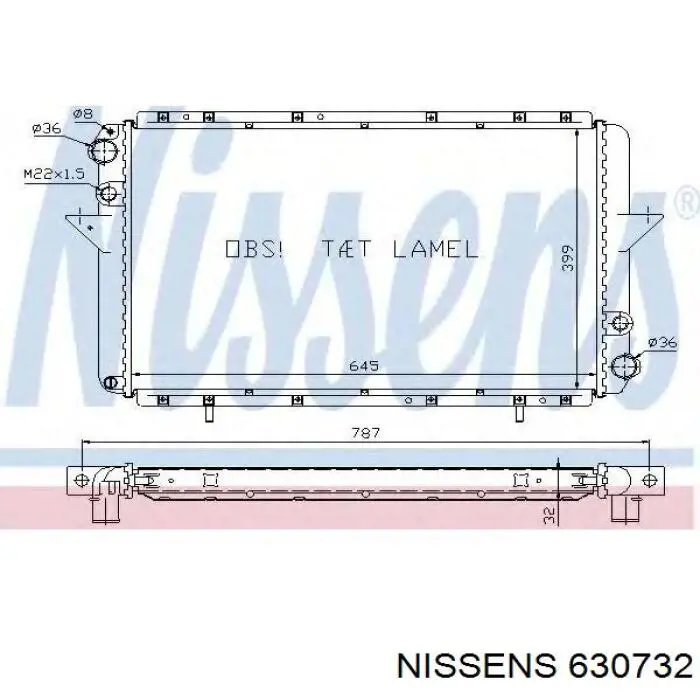 Купити 630732 Nissens Радіатор двигуна