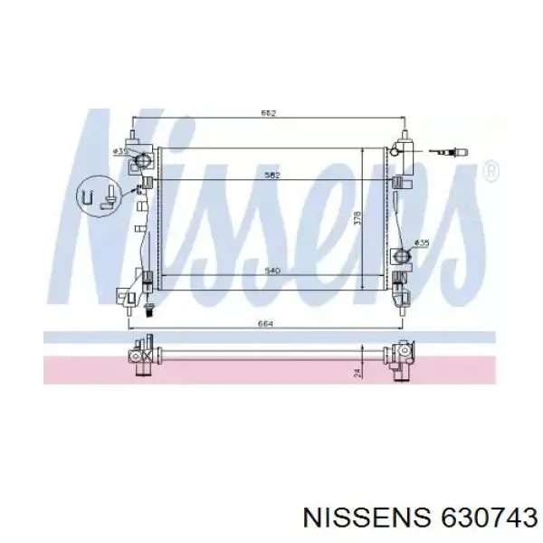 Купити 630743 Nissens Радіатор двигуна