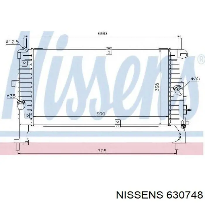 Радіатор основний Nissens 630748 ціна, від 101.40 USD