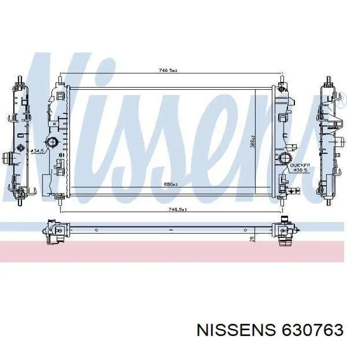 630763 Nissens радіатор охолодження двигуна