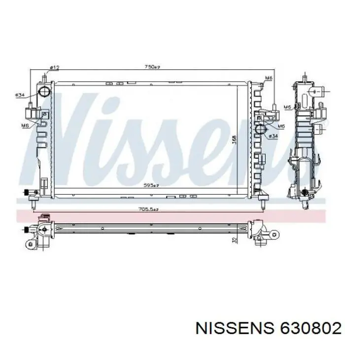 Радіатор охолодження двигуна 630802 Nissens