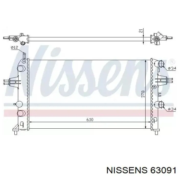 Радіатор охолодження двигуна 63091 Nissens