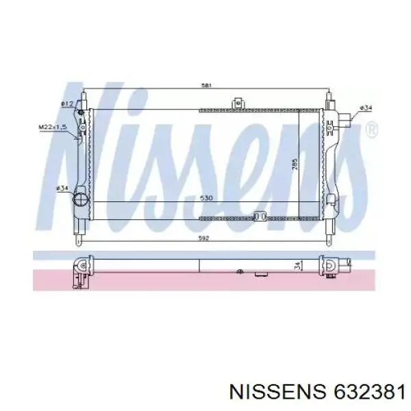 632381 Nissens радіатор охолодження двигуна